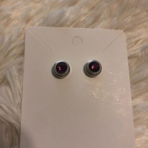 Francescas purple & silver large stud earrings